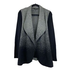 Parkhurst Gray Wool Drape Open Front Sweater Knit Sleeves Black Womens Small